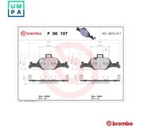P06107 Front Brake Pad Set 4x Pads Prepared For Wear Indicator Braking By Brembo