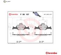 P06107 Front Brake Pad Set 4x Pads Prepared For Wear Indicator Braking By Brembo