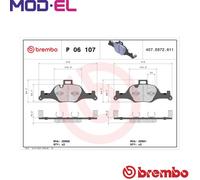 P06107 Front Brake Pad Set 4x Pads Prepared For Wear Indicator Braking By Brembo