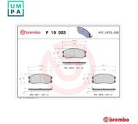 Brake pads P 10 003 BREMBO for OPEL CHEVROLET