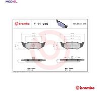 BRAKE PAD SET DISC BRAKE P 11 010 FOR PLYMOUTH DODGE CHRYSLER NEON/II PT TOWN