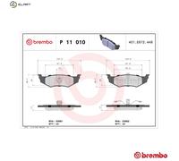 BRAKE PAD SET DISC BRAKE P 11 010 FOR PLYMOUTH DODGE CHRYSLER NEON/II PT TOWN