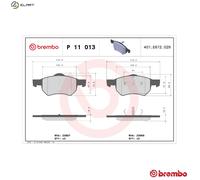 Brembo Brake Pad Set P 11 013 Front with Piston Clip - Fits Chrysler Tacuma, Voyager