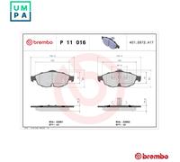 BREMBO P 11 016 Brake pad set