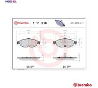 BREMBO P 11 016 Brake pad set