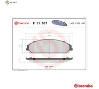Brake pads P 11 017 BREMBO for CHRYSLER DODGE LANCIA