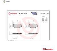 Brake pads P 11 032 BREMBO for DODGE FIAT LANCIA VW CHRYSLER