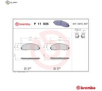 Brake pads P 11 035 BREMBO for FIAT LANCIA VW CHRYSLER DODGE JEEP