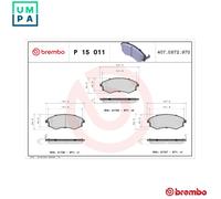 Brembo Front Brake Pad Set P 15 011 - Disc Brake, Fits Ssangyong/Daewoo Rexton, Korando, Musso