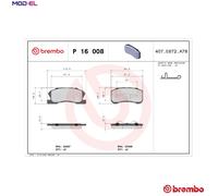 Brembo Brake Pad Set P 16 008 - Disc Brake for Daihatsu Sirion/Storia/YRV/MPV Max/Opti II 1.0L