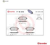 Brake pads P 16 013 BREMBO for SUZUKI FORD DAIHATSU MAZDA SUBARU