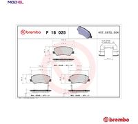 BRAKE PAD SET DISC BRAKE P 18 025 FOR HYUNDAI ACCENT/SOLARIS/IV/i25 FLUIDIC 1.6L