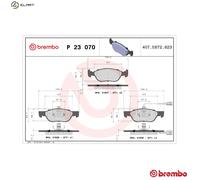 Brembo Brake Pad Set P 23 070 PRIME LINE with Wear Warning Contact Front for FIAT, ALFA ROMEO, LANCIA