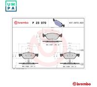 Brembo Brake Pad Set P 23 070 PRIME LINE with Wear Warning Contact Front for FIAT, ALFA ROMEO, LANCIA