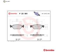Brembo Brake Pad Set P 23 081 – Front, excl. wear warning contact – Fits FIAT Punto (176,188)