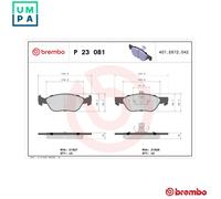 Brembo Brake Pad Set P 23 081 – Front, excl. wear warning contact – Fits FIAT Punto (176,188)