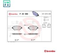 BRAKE PAD SET DISC BRAKE P 23 085 FOR ALFA ROMEO FIAT FIORINO/Box/Body/MPV 1.4L