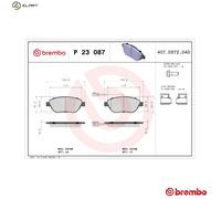 Brake pads P 23 087 BREMBO for FIAT ABARTH LANCIA OPEL