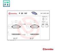 Brake pads P 23 107 BREMBO for FIAT FORD