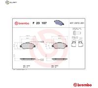 Brake pads P 23 107 BREMBO for FIAT FORD