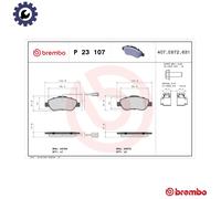 BRAKE PAD SET DISC BRAKE P 23 107 FOR FIAT 500 PANDA/CLASSIC FORD 1.2L 4cyl 1.2L
