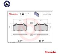 Brake pads P 23 117 BREMBO for ALFA ROMEO ABARTH