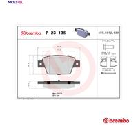 Brembo Brake Pad Set P 23 135 - for FIAT Lancia (Bravo II, Ritmo III, Bravo Van)