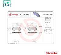 Brake pads P 23 136 BREMBO for FIAT PEUGEOT CITROËN OPEL