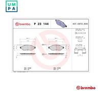 Brake pads P 23 144 BREMBO for FIAT PEUGEOT CITROËN OPEL