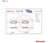 BRAKE PAD SET DISC BRAKE P 23 152X FOR ALFA ROMEO GIULIETTA/Hatchback/Van 1.7L