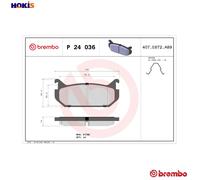 Brembo Brake Pad Set P 24 036 Rear - Disc Brakes for Mazda MX-6, 626, Cronos, Telstar 2.0L