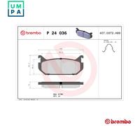 Brembo Brake Pad Set P 24 036 Rear - Disc Brakes for Mazda MX-6, 626, Cronos, Telstar 2.0L