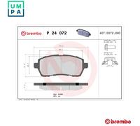 BRAKE PAD SET DISC BRAKE P 24 072 FOR FORD STJC/STJA/STJB/STJD 1.2L 4cyl