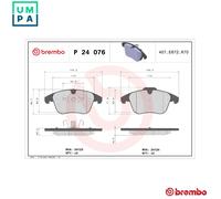 Brembo P24076 Brake Pad Set Replacement Fits Volvo S80 2.0 Flex-Fuel 2.0 T 2.5 T