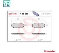 Brembo Brake Pad Set 10168029A P24086 - Fits Ford Ranger & Mazda BT-50