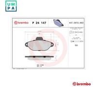 Brembo P24147 Brake Pad Set Front With Anti-Squeak Plate Fits Fiat 500 Ford Ka
