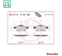 Brake pads P 24 148 BREMBO for FORD VOLVO MAZDA