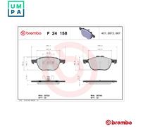 Brembo Brake Pad Set P24 158 - Front, 62mm Height - Fits Ford EcoSport, Kuga, Transit Connect