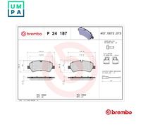 BRAKE PAD SET DISC BRAKE P 24 187 FOR FORD AUSTRALIA YNF6 2.0L 4cyl TRANSIT Van