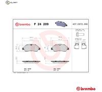Brake pads P 24 209 BREMBO for FORD TRANSIT V363 Bus TRANSIT V363 Van