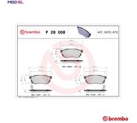 Brembo Brake Pad Set P 28 008 - Front - Fits Honda Civic (MK3/MK4), CRX MK2, Life, Ballade