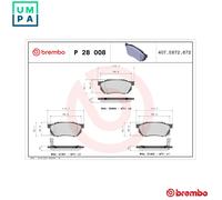 Brembo Brake Pad Set P 28 008 - Front - Fits Honda Civic (MK3/MK4), CRX MK2, Life, Ballade