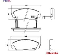 P28016 Front Brake Pad Set 4x Pads Integrated Wear Indicator Braking By Brembo