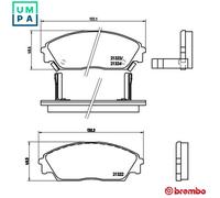 P28016 Front Brake Pad Set 4x Pads Integrated Wear Indicator Braking By Brembo