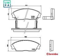 P28016 Front Brake Pad Set 4x Pads Integrated Wear Indicator Braking By Brembo