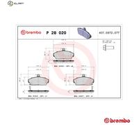 Brembo Brake Pad Set P28020 – Front, 4x Pads with Integrated Wear Indicator