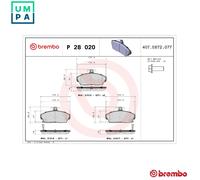 BRAKE PAD SET DISC BRAKE P 28 020 FOR MG EXPRESS/Hatchback/Van ROVER 45 200 1.4L