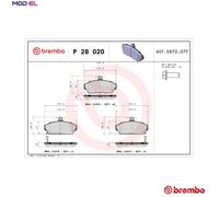 Brembo Brake Pad Set P28020 – Front, 4x Pads with Integrated Wear Indicator