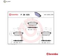 Brake pads P 28 025 BREMBO for HONDA CIVIC del Sol Mk III CIVIC MK V Hatchback