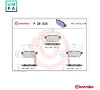 Brembo P28025 Rear Disc Brake Pad - Set of 4